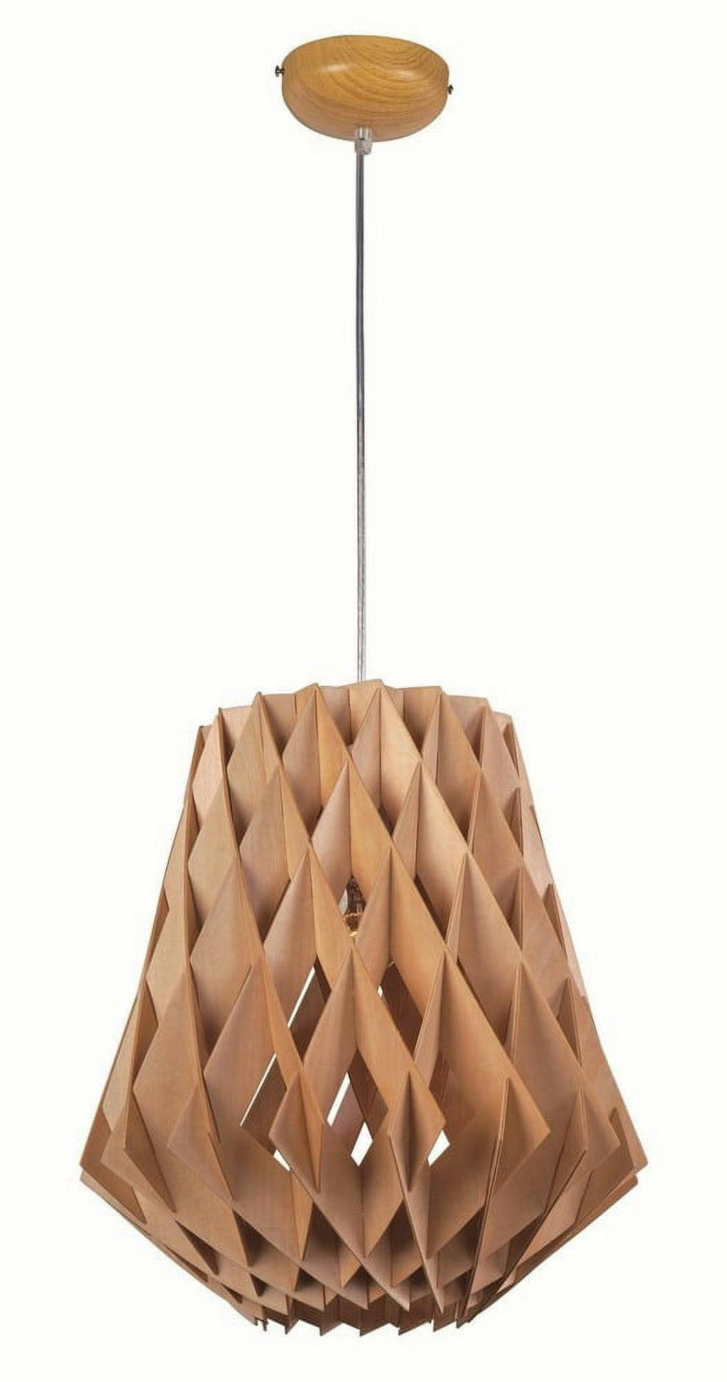 Horgen Uddo Wood Finish 1-Light Pendant with Clear Cord