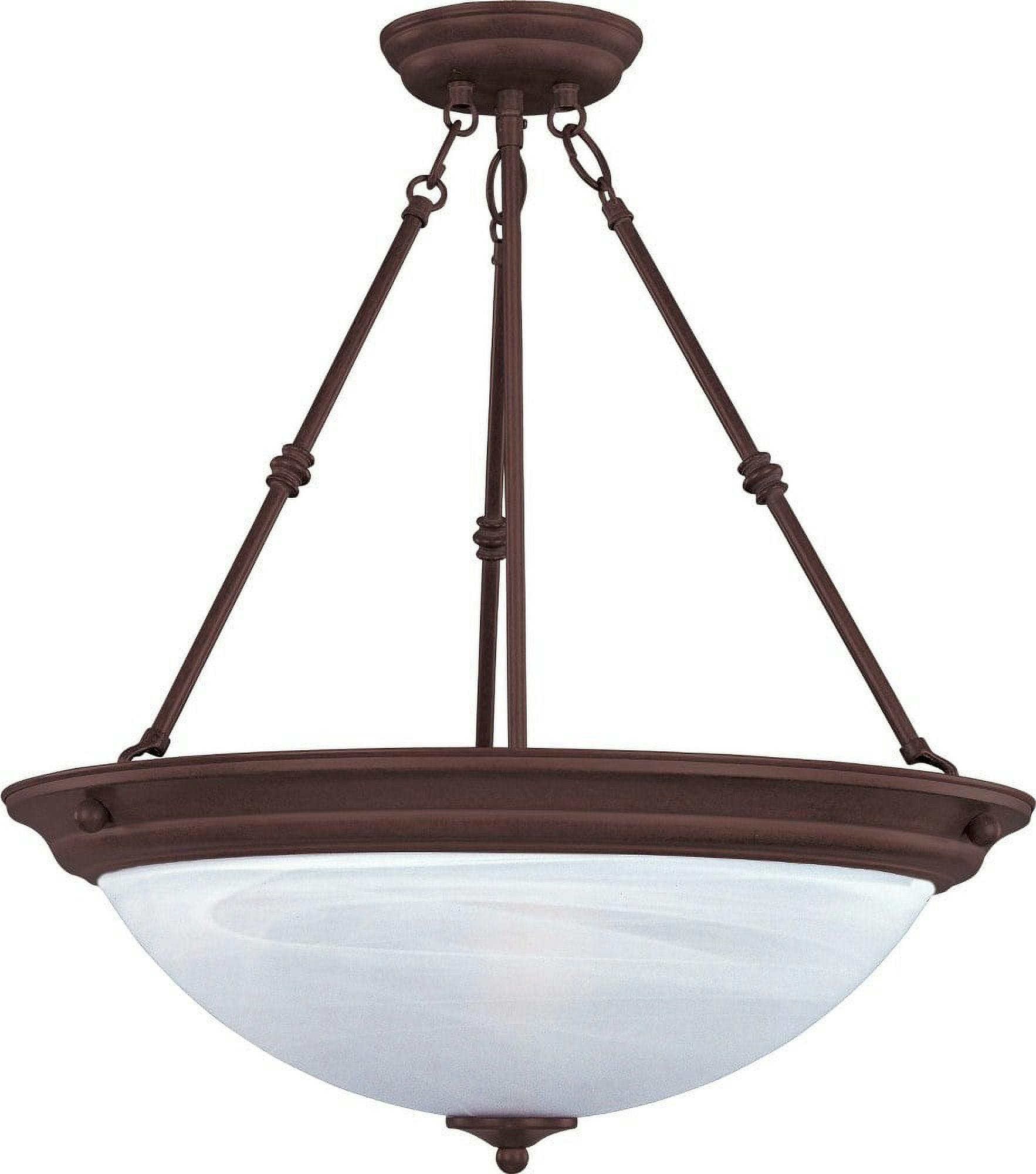 Elegant Essentials 15" Oil Rubbed Bronze Glass Pendant with Marble Finish