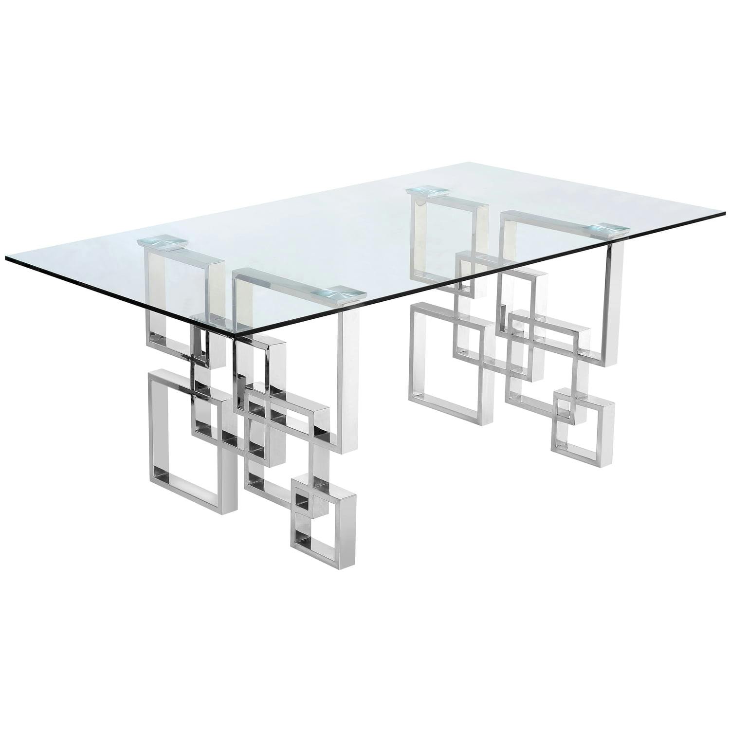 Elegance Chrome Geometric Glass Dining Table
