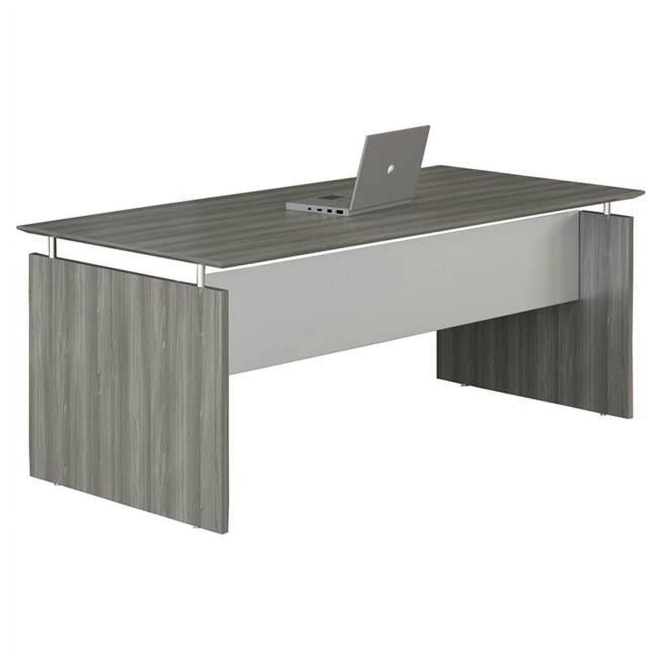 Medina Executive 63" Gray Steel Laminate Straight Desk