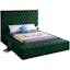 Elegant Bliss Green Velvet King Bed with Tufted Upholstery and Storage