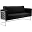 Casa Contemporary Black Velvet 75.5" Sofa with Chrome Honeycomb Frame