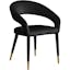 Elegant 31.5" Black Velvet Upholstered Arm Chair with Metal Gold-Tipped Legs