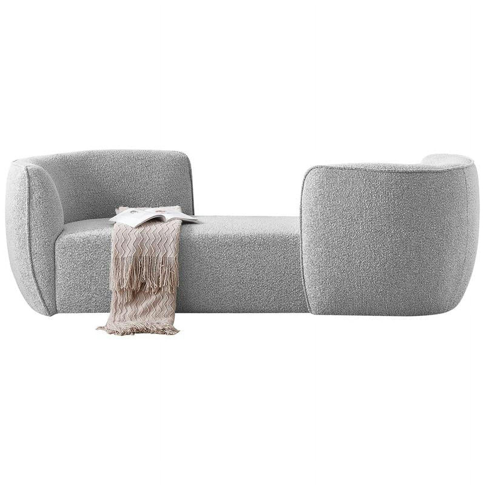 Cozy Corner 90'' Grey Boucle Fabric Chaise Lounge