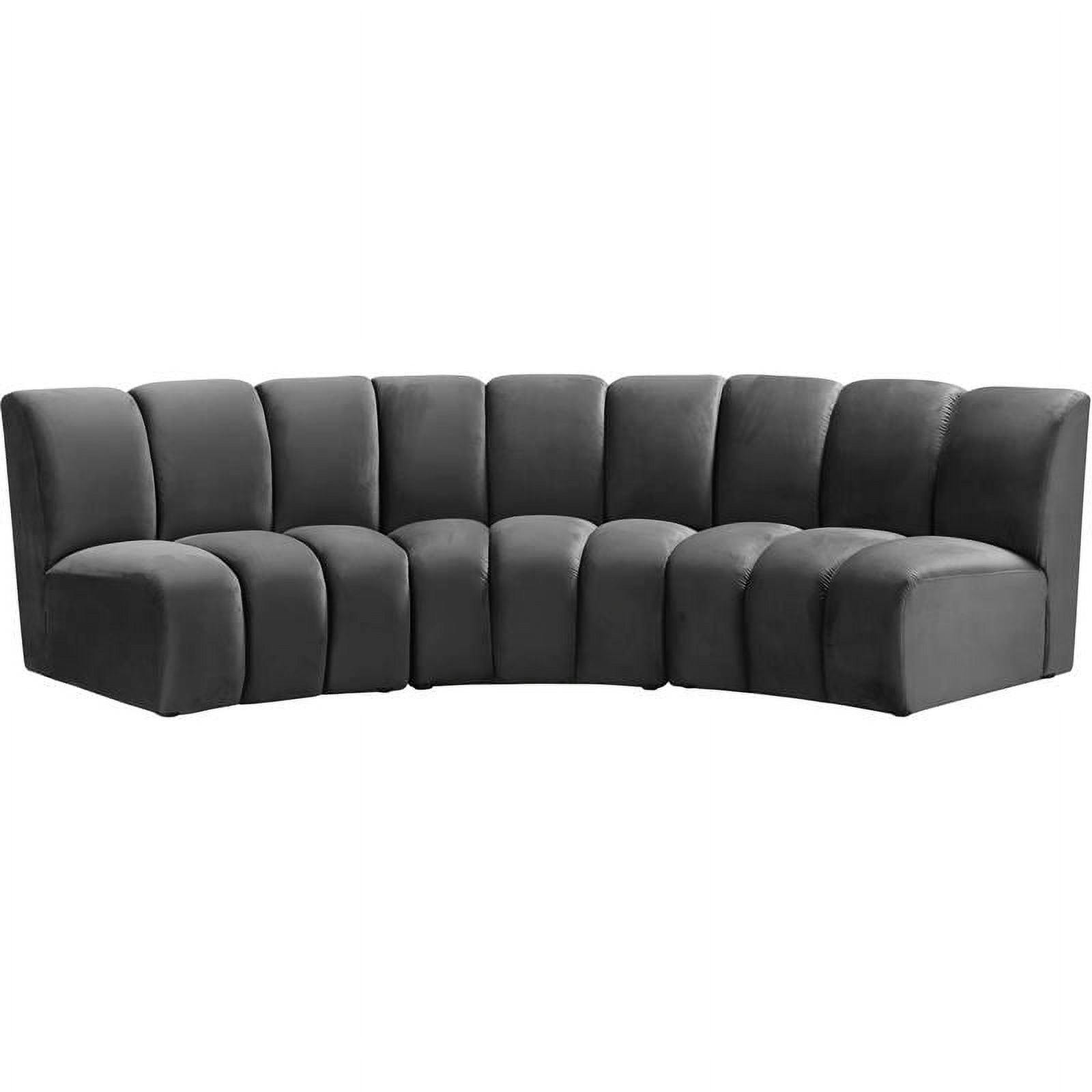 Elegant Infinity Grey Velvet 3-Piece Modular Sofa