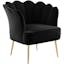 Sculpted Shell Black Velvet Accent Chair with Gold Metal Legs