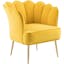 Sculpted Yellow Velvet Accent Chair with Gold Iron Legs