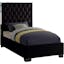 Luxurious Black Velvet Tufted Twin Bed with Wood Frame