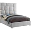 Milan 70'' White Faux Leather Queen Bed with Chrome Accents