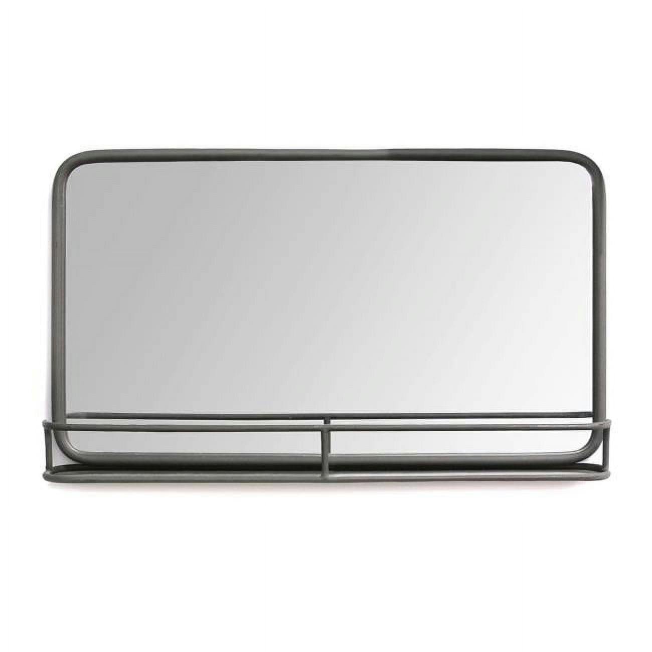 24" Industrial Gunmetal Rectangular Wood Vanity Mirror with Shelf