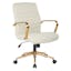 Baldwin Cream Faux Leather Swivel Task Chair with Gold Accents