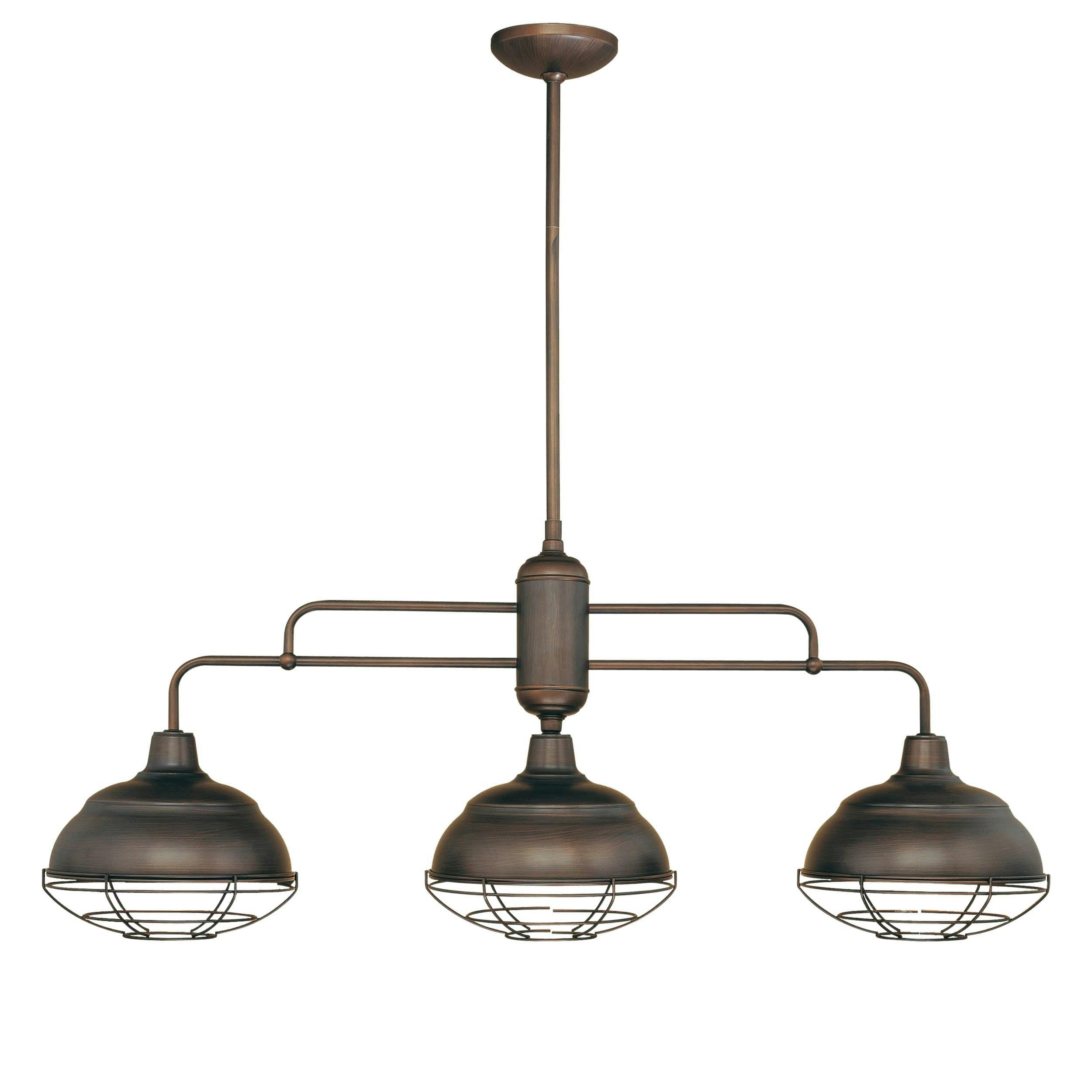 Neo-Industrial Rubbed Bronze 3-Light Linear Kitchen Pendant