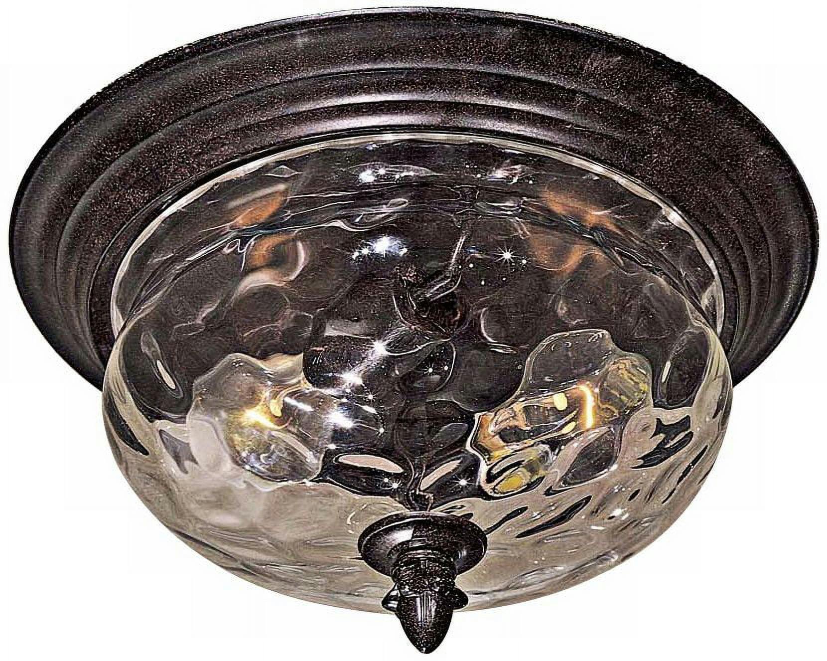 Corona Bronze Merrimack Outdoor Flush Mount with Clear Hammered Glass