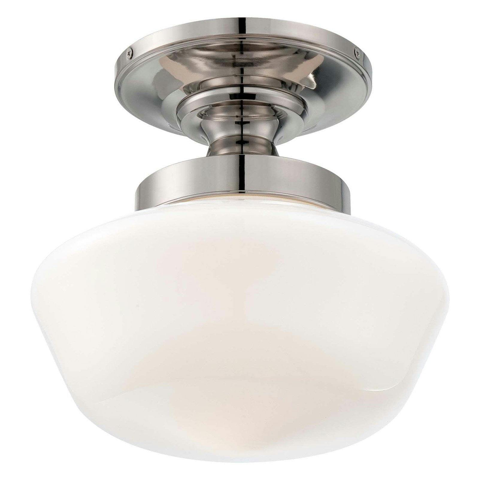 Elegant Opal Glass Bowl Ceiling Light in Polished Nickel