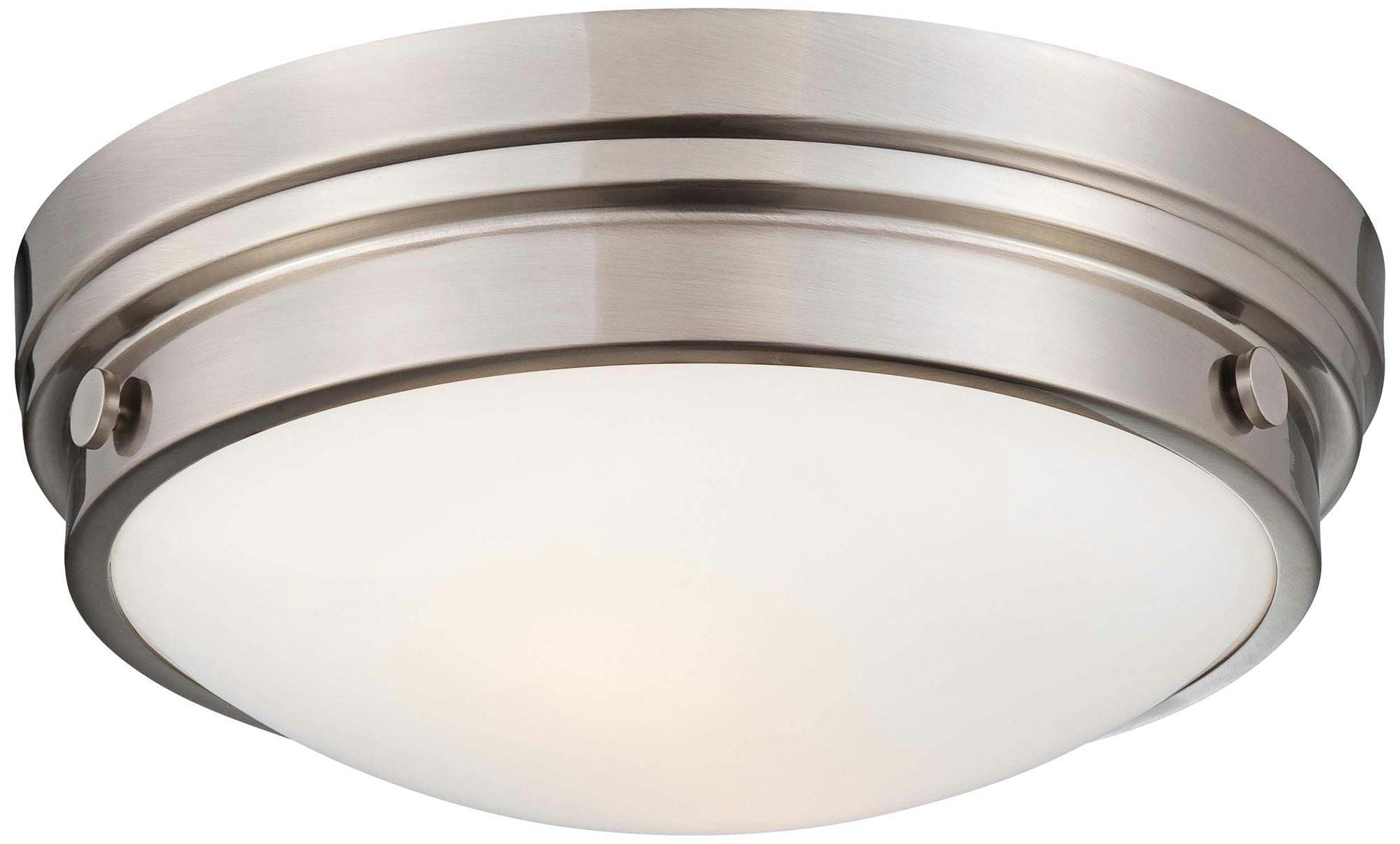 Elegant Brushed Nickel 2-Light Flush Mount with Clear White Painted Glass