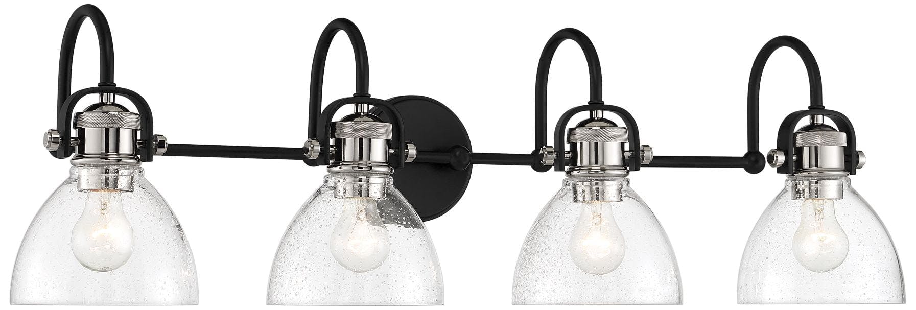 Monico 4-Light Coal and Polished Nickel Vanity Light with Clear Seeded Glass