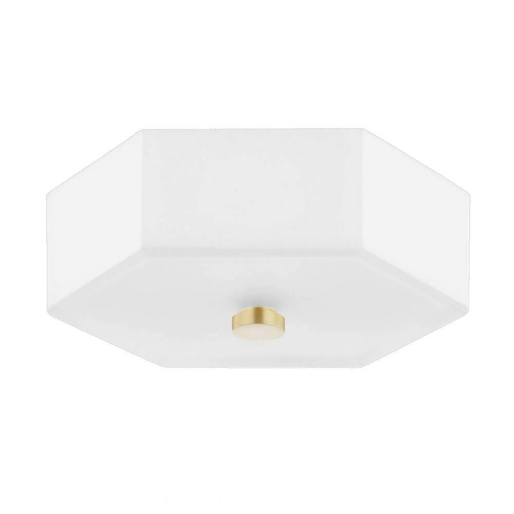 Lizzie Aged Brass and Polished Nickel 11" LED Glass Flush Mount