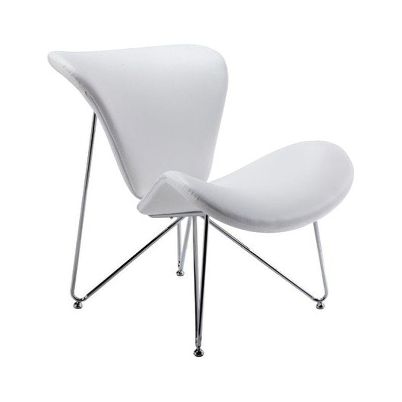 Elegant White Leatherette Accent Chair with Chrome Frame
