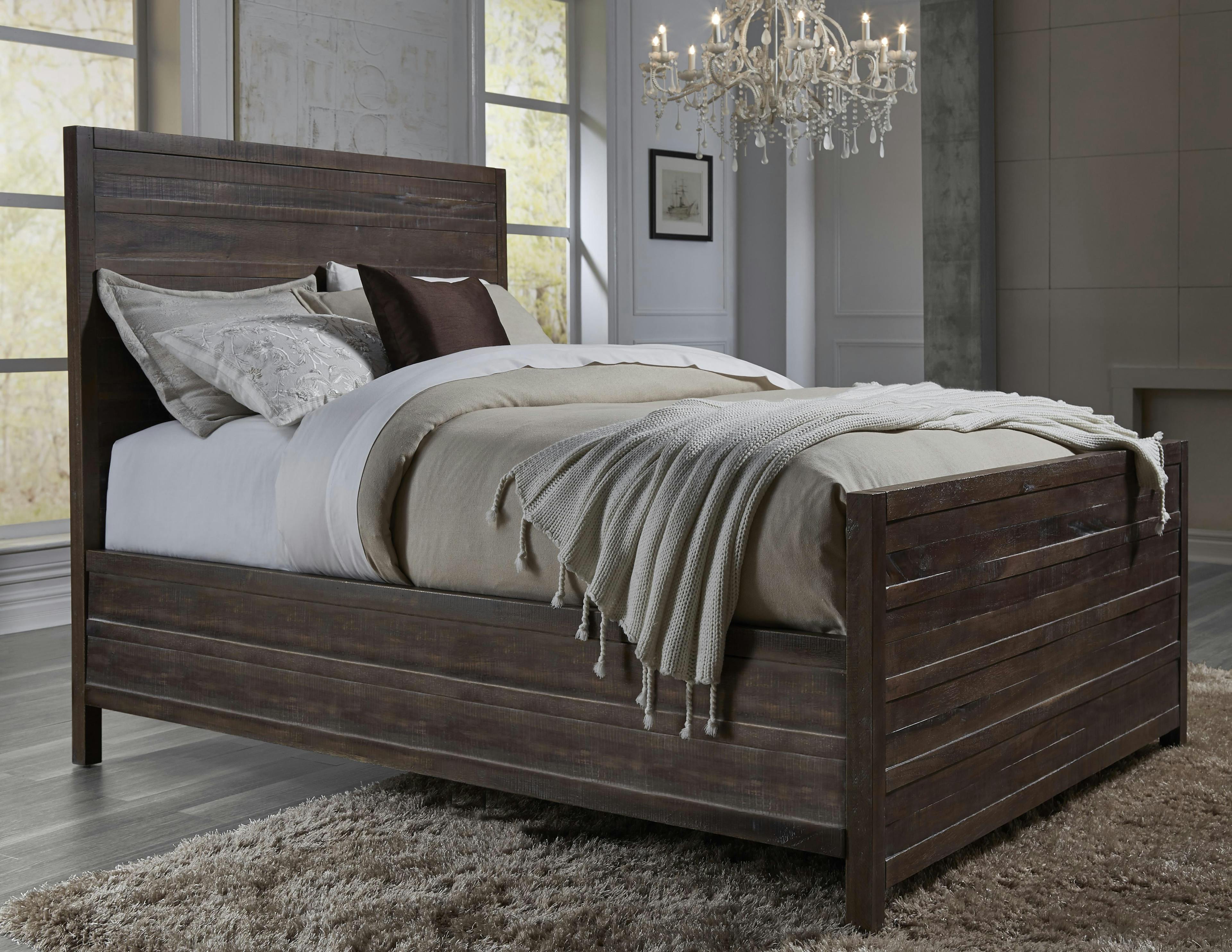 Townsend Java Queen Solid Wood Bed with Storage and Headboard