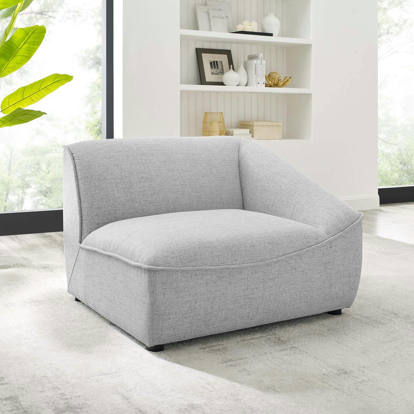 Comprise Casual Light Gray Polyester Right-Arm Sectional Sofa Chair