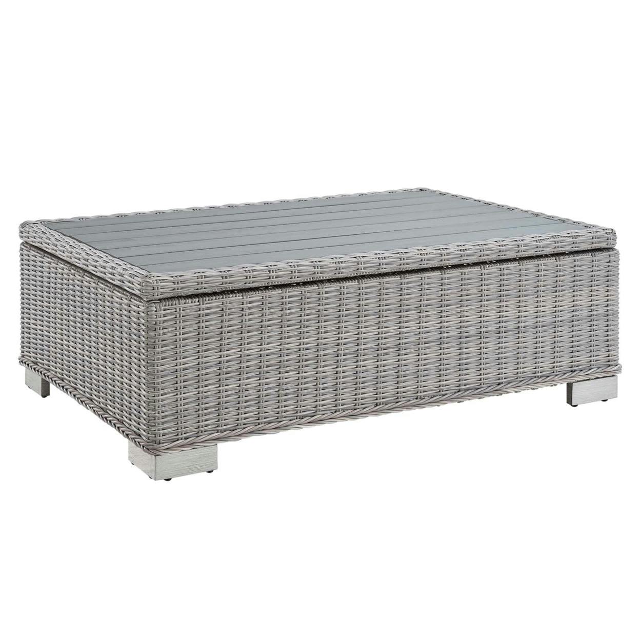 Conway 45" Light Gray Synthetic Wicker Rattan Outdoor Coffee Table