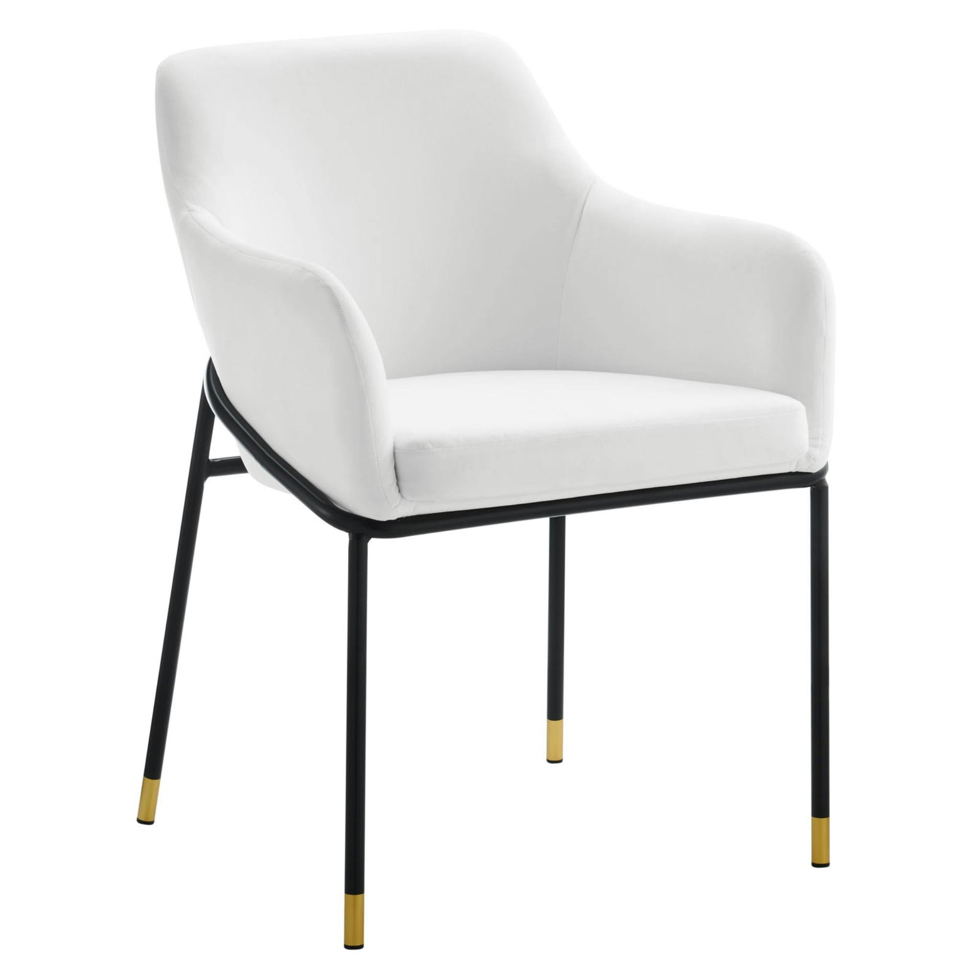 Glam Deco Black & White Velvet Armchair with Metal Accents