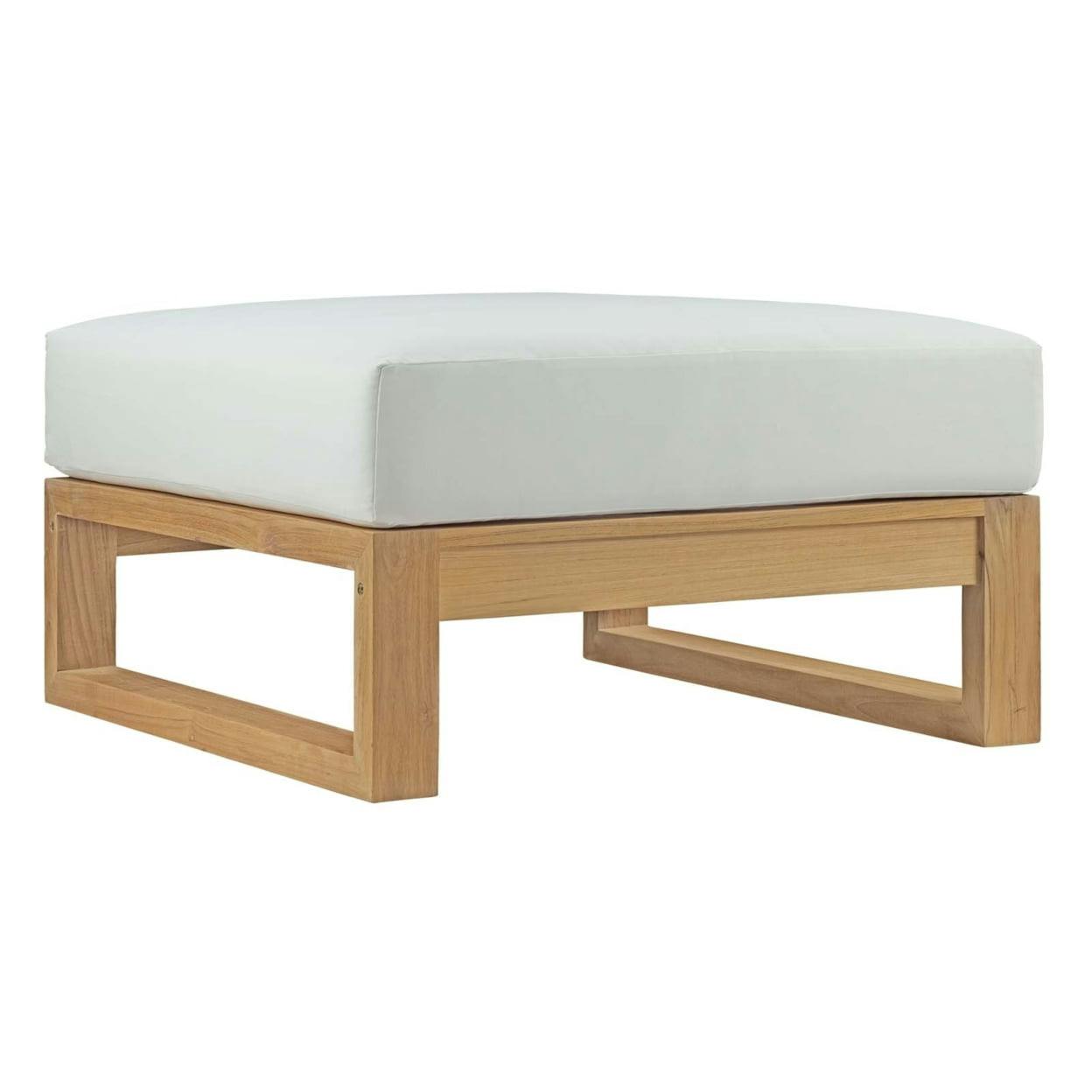 Upland Teak Wood Patio Ottoman in Natural White