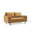 Cognac Faux Leather Tufted Loveseat with Removable Cushions and Wood Legs