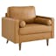 Valour Tan Top Grain Leather & Walnut Wood Accent Chair