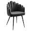 Retro Modern Charcoal Velvet Upholstered Arm Chair with Metal Frame