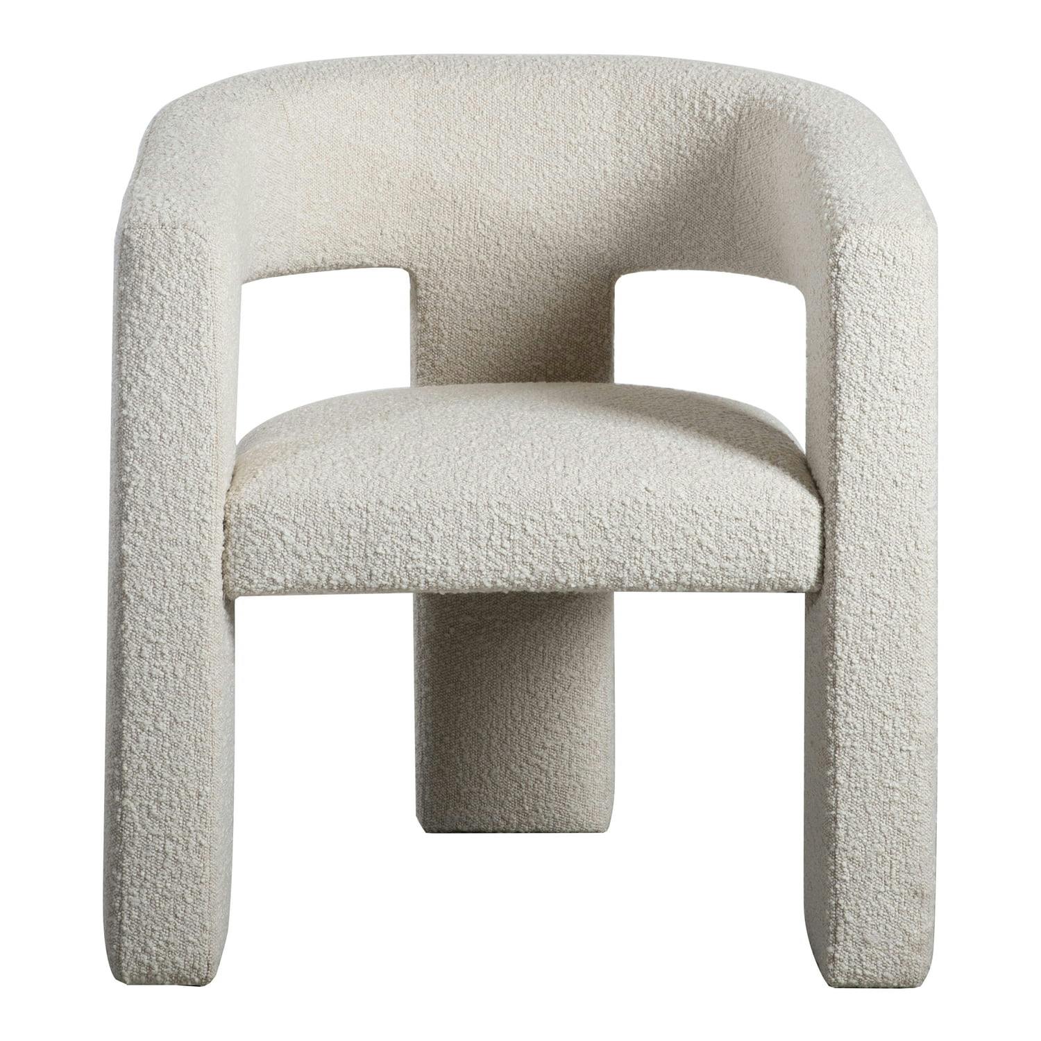 Elo Modern White Barrel Accent Chair with Sculptural Frame