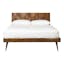 Mid-Century Modern King Platform Bed with Wood Slats and Headboard