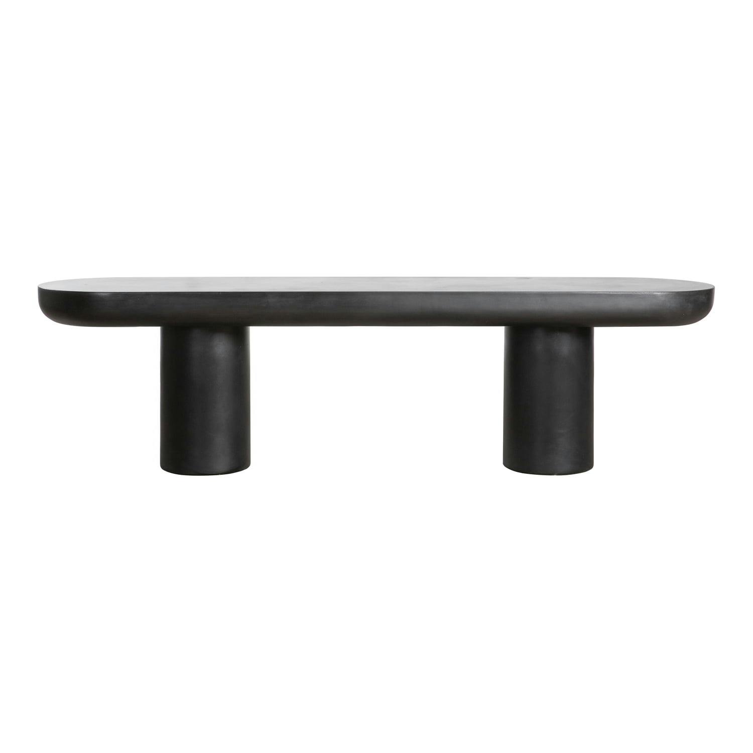 Rocca 68'' Black Cement and Metal Contemporary Bench