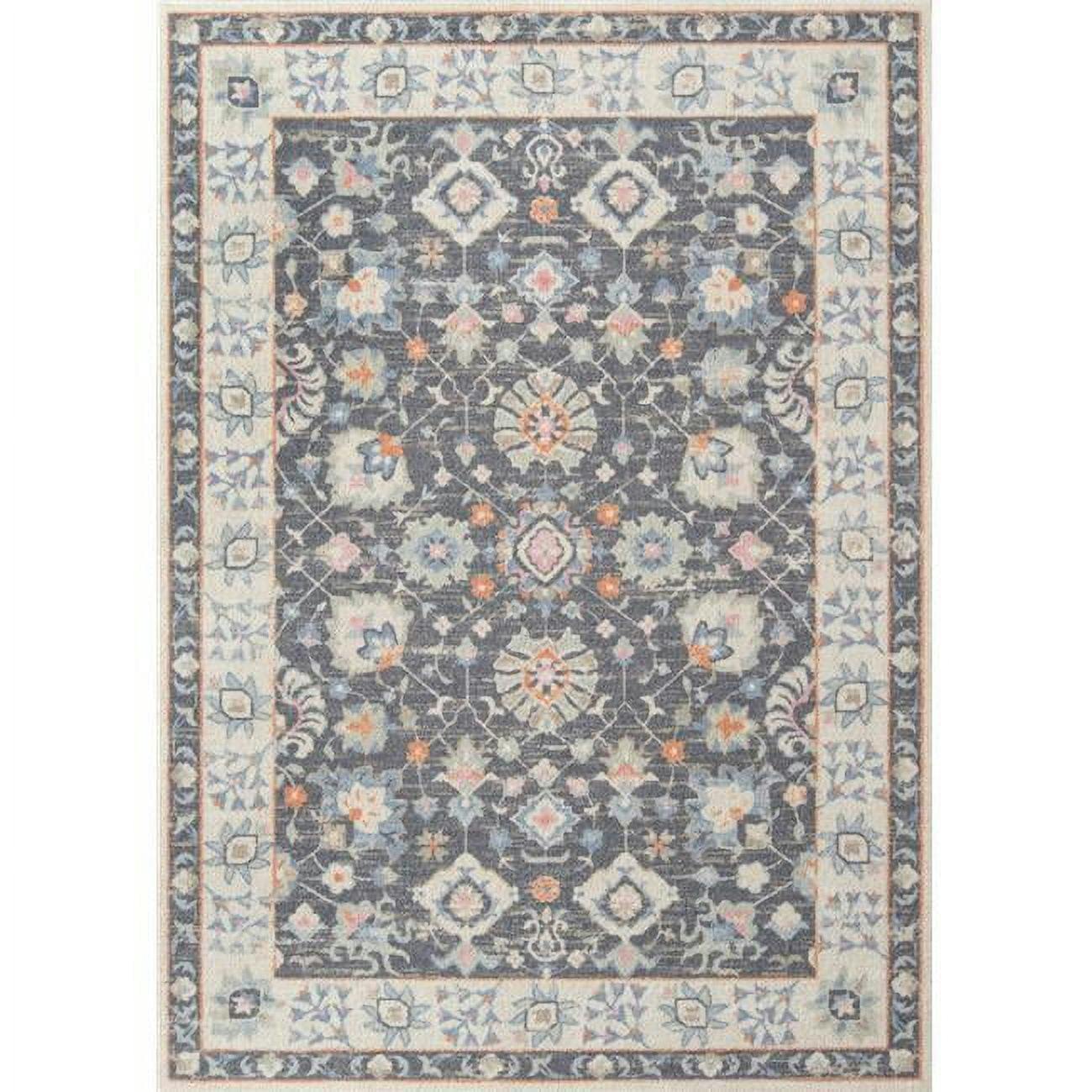 Anatolia Charcoal Medallion 6'6" x 9' Wool-Synthetic Blend Rug
