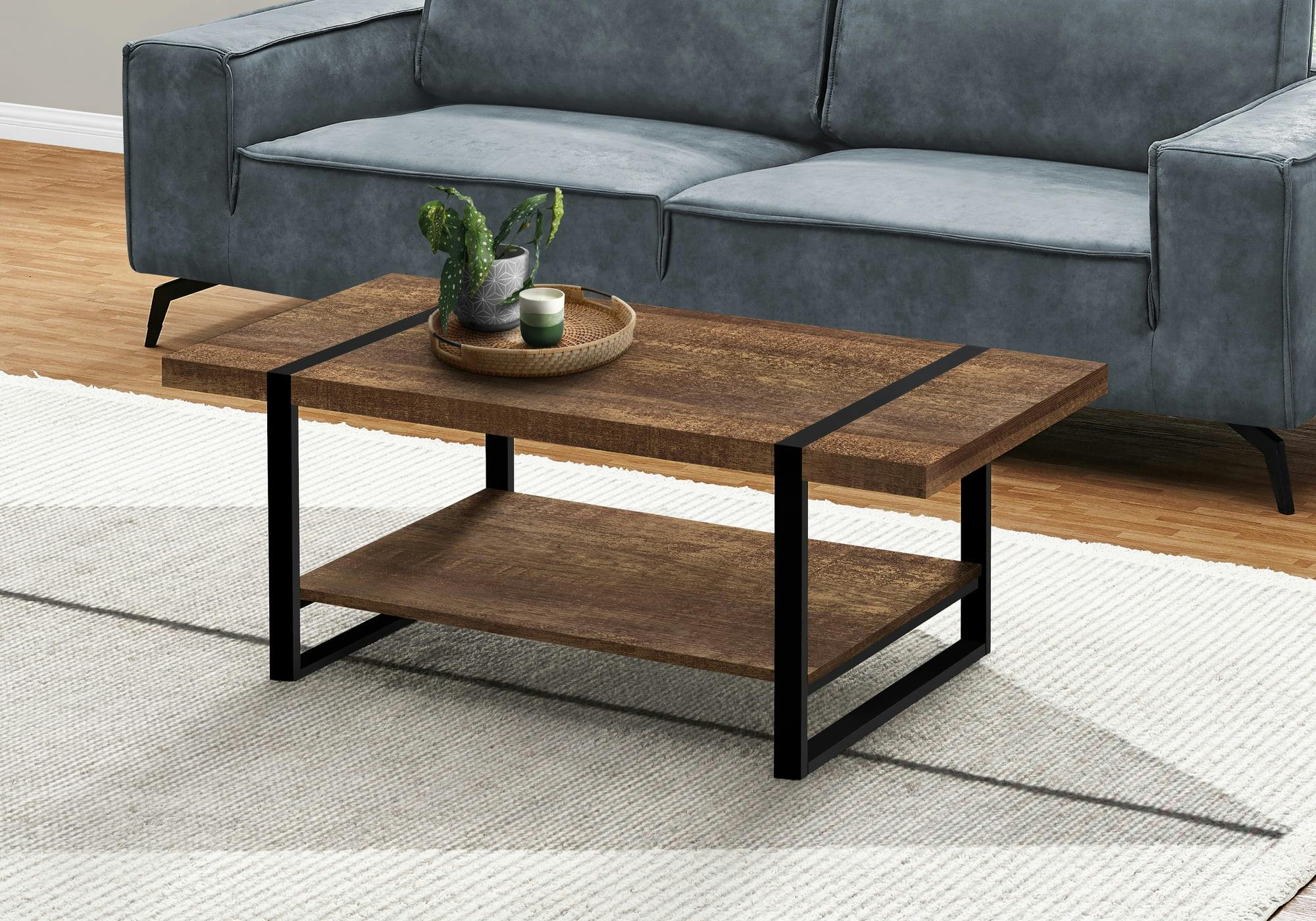 Modern Farmstead 47'' Black Metal and Brown Wood Coffee Table