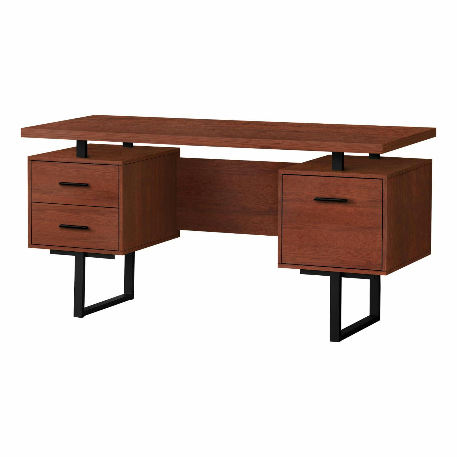Cherry Black 60" Contemporary Home Office Desk with 3 Drawers