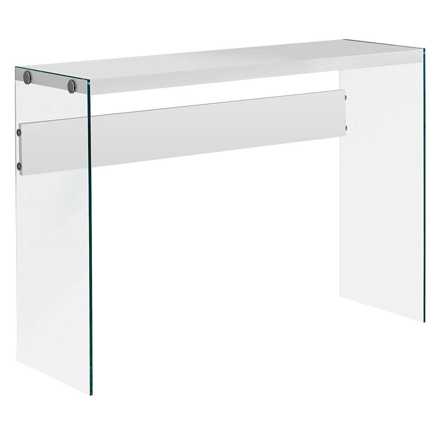 Sophisticated Glossy White and Glass 44" Contemporary Console Table