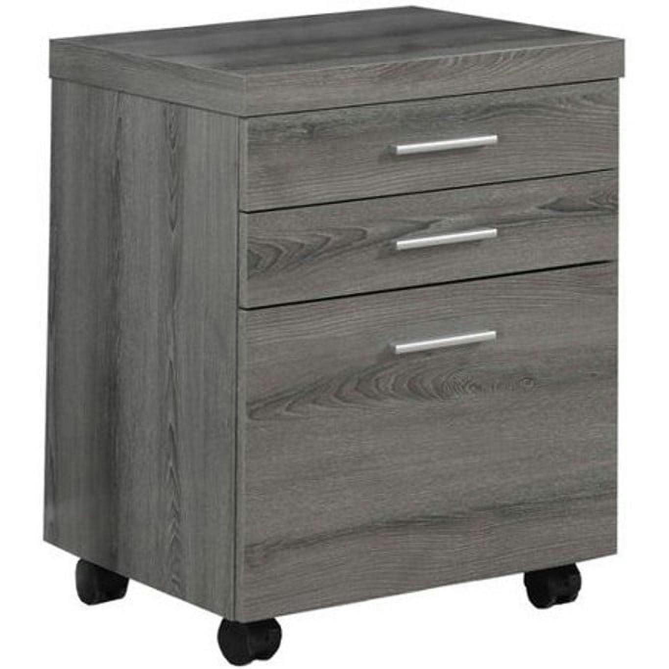 Contemporary Brown Mobile 3-Drawer Legal File Cabinet