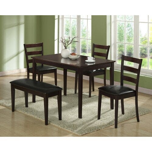 Transitional Griffith 5-Piece Cappuccino Dining Set with Bench