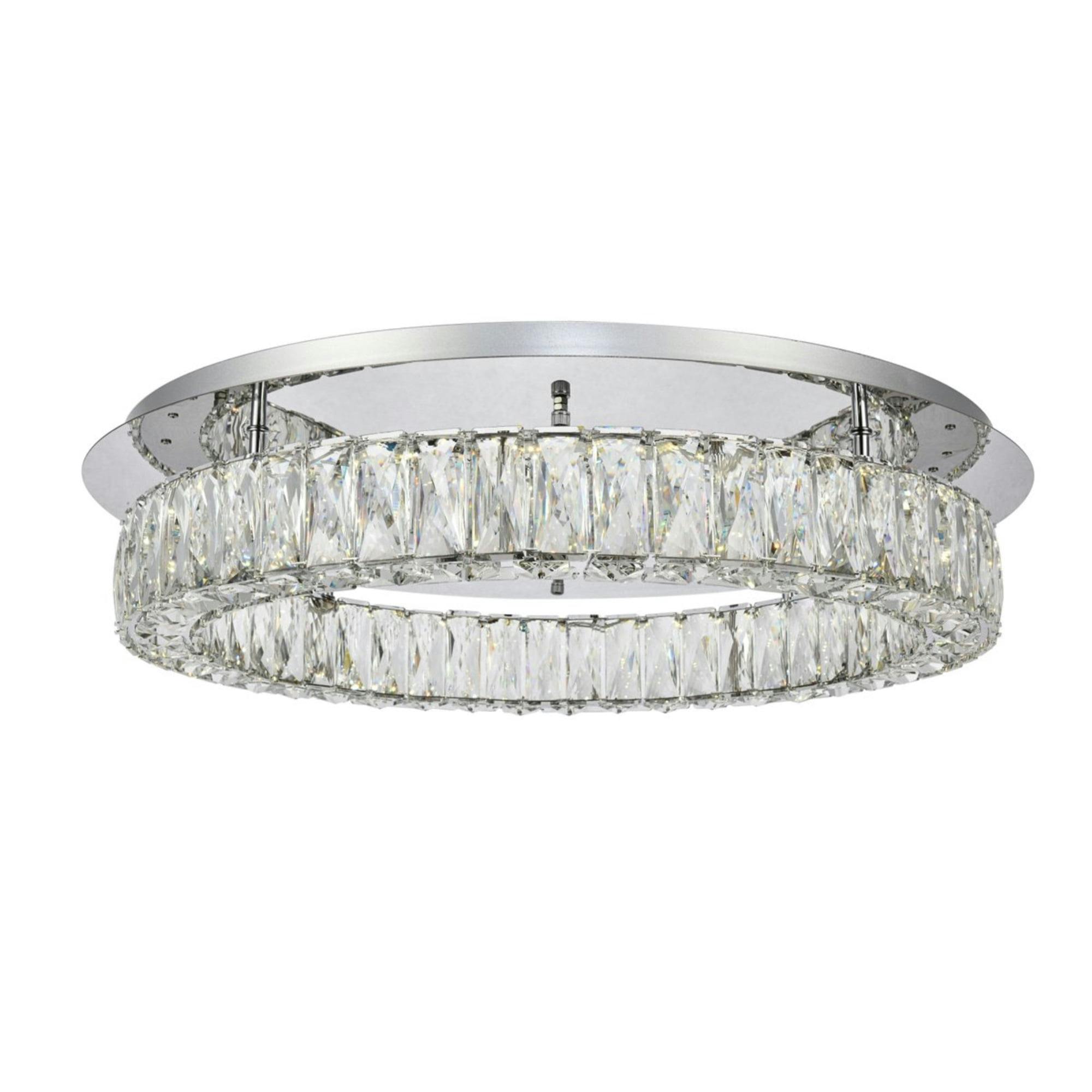Elegant Monroe Chrome LED Flush Mount with Royal Cut Crystal