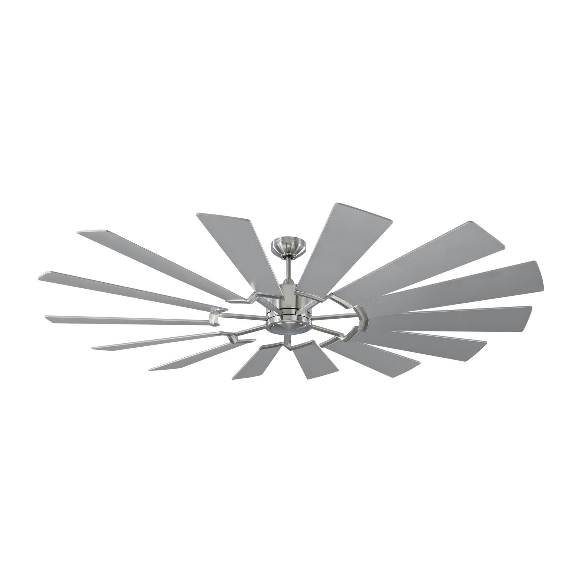 Prairie Grand 72" Brushed Steel LED Ceiling Fan with Washed Oak Blades