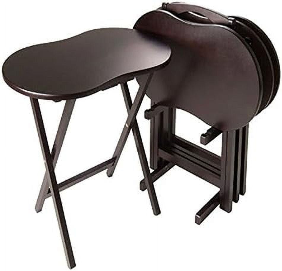 Transitional Black Oval TV Tray Table Set, 23"x16.14"