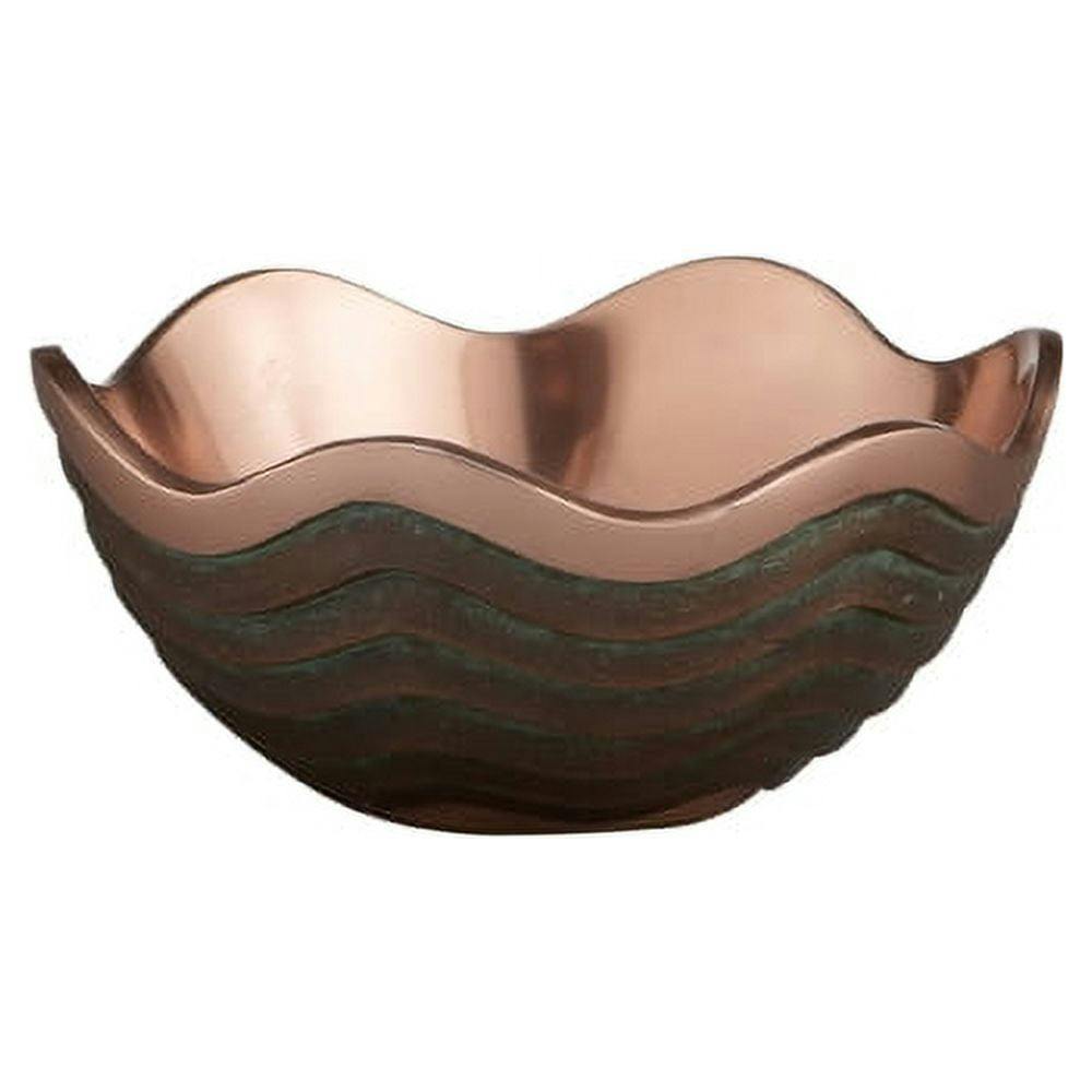 Copper Canyon 8" Scalloped Edge Decorative Bowl in Verdigris & Copper