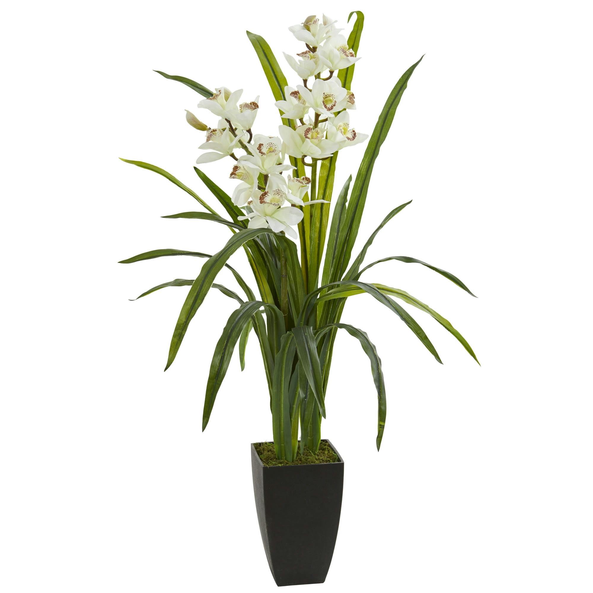 Elegant White Cymbidium Orchid 41" Artificial Potted Plant