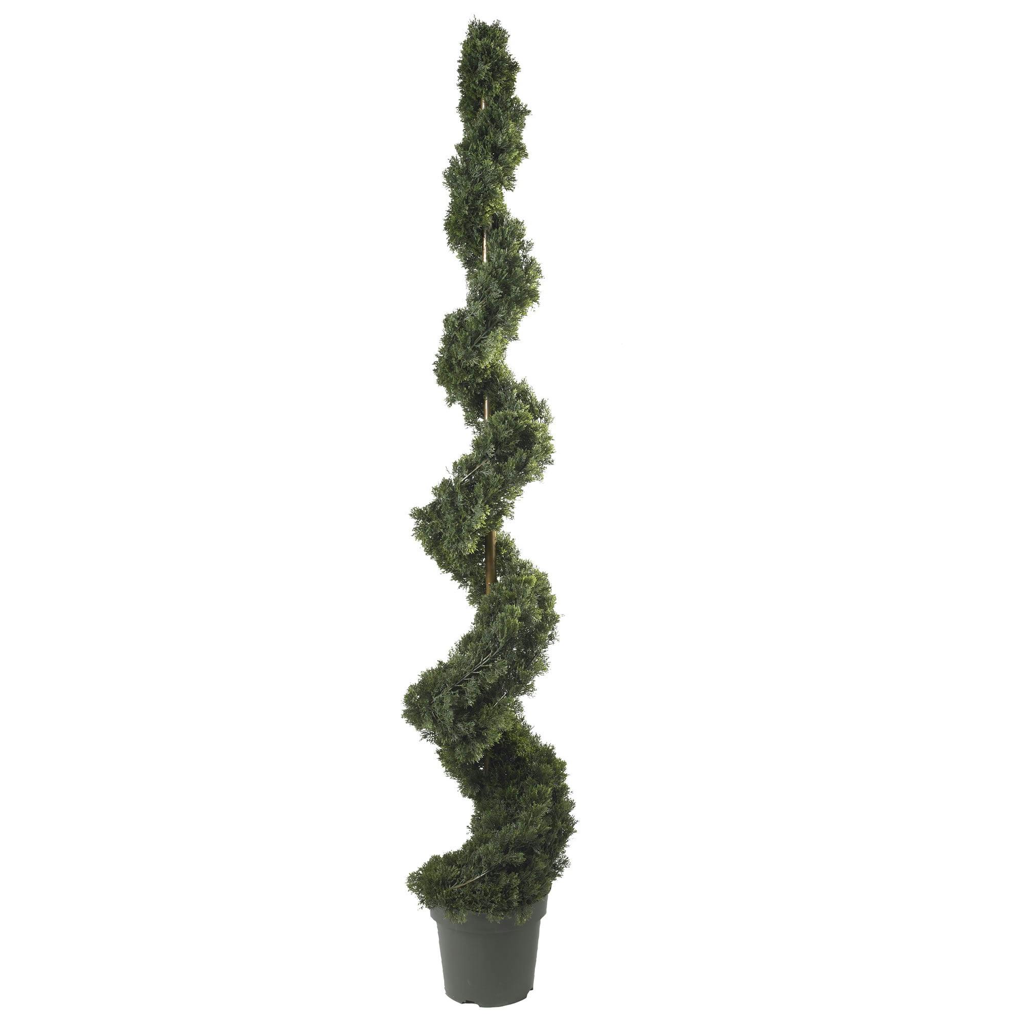 Majestic Spiral Cedar Silk Topiary in Pot - 44" Outdoor