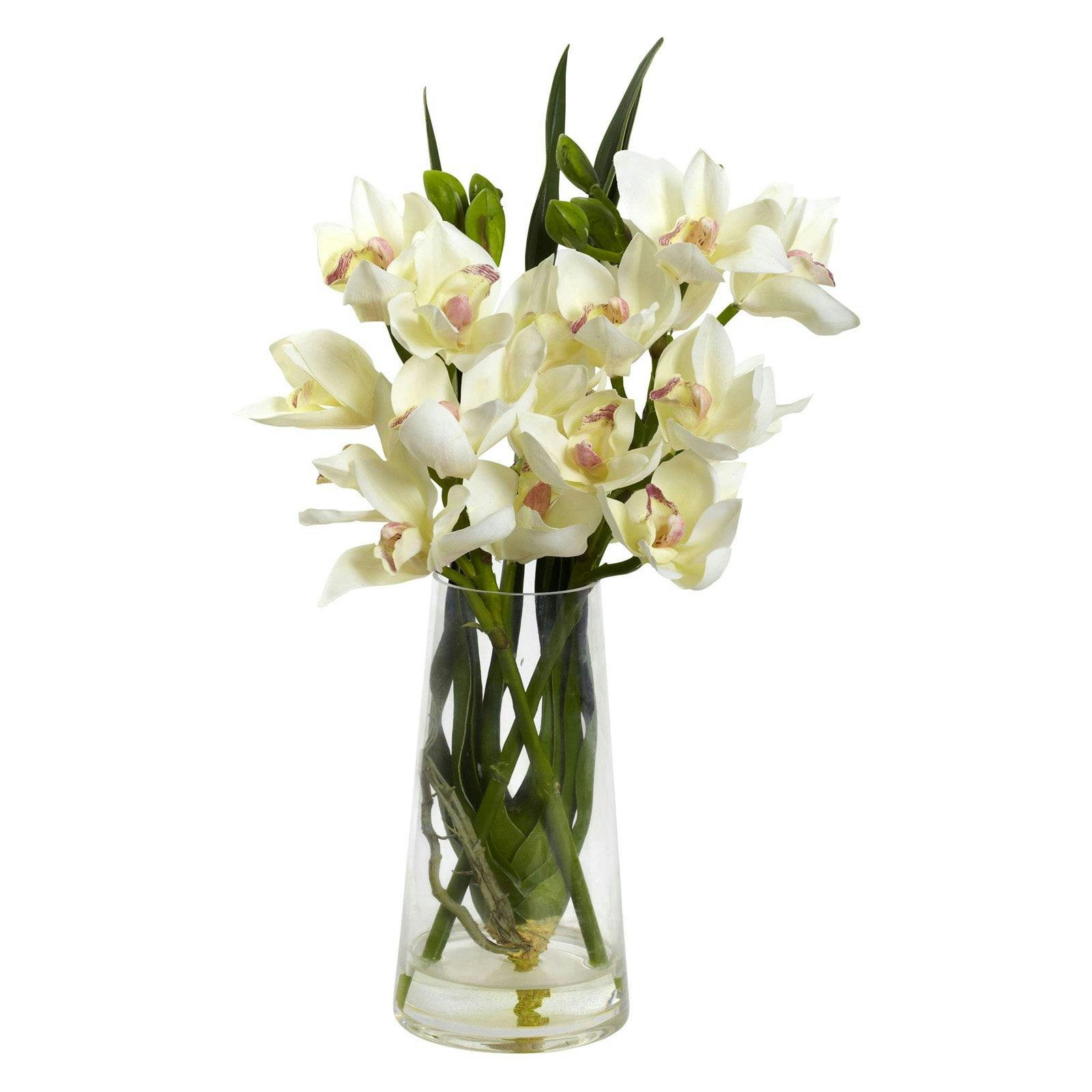 Orchid Elegance Outdoor Tabletop Cymbidium in Glass Vase