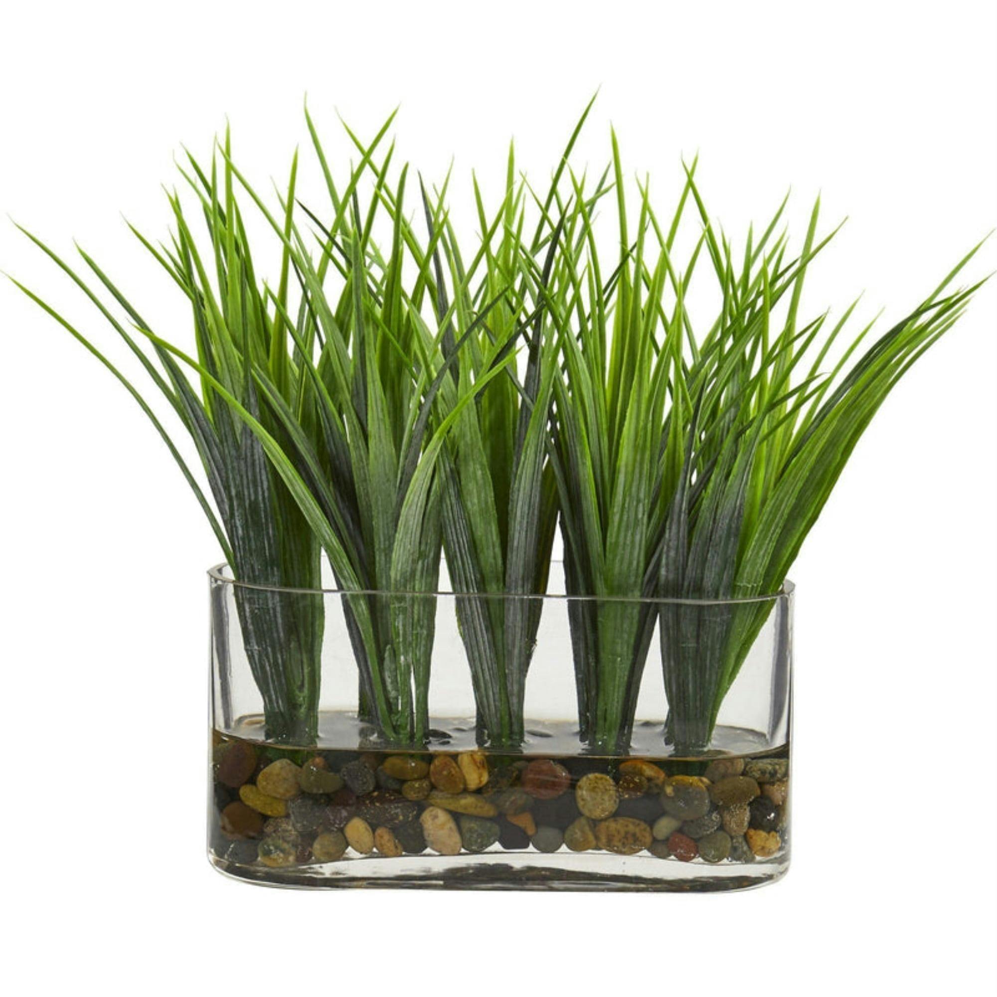 Summer Breeze Faux Vanilla Grass in Clear Oval Vase - 20.5"
