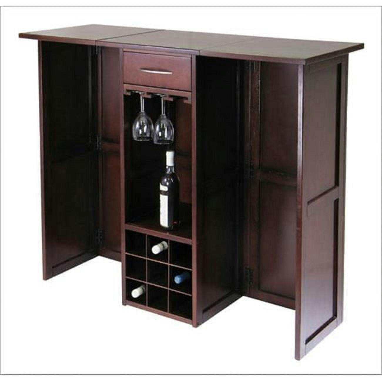 Winsome Newport Expandable Antique Walnut Solid Wood Wine Bar