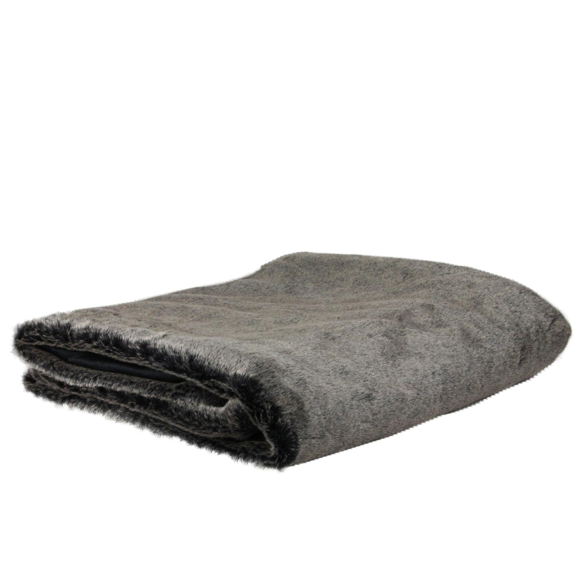 Charcoal Gray Luxurious Faux Fur 50" x 60" Throw Blanket