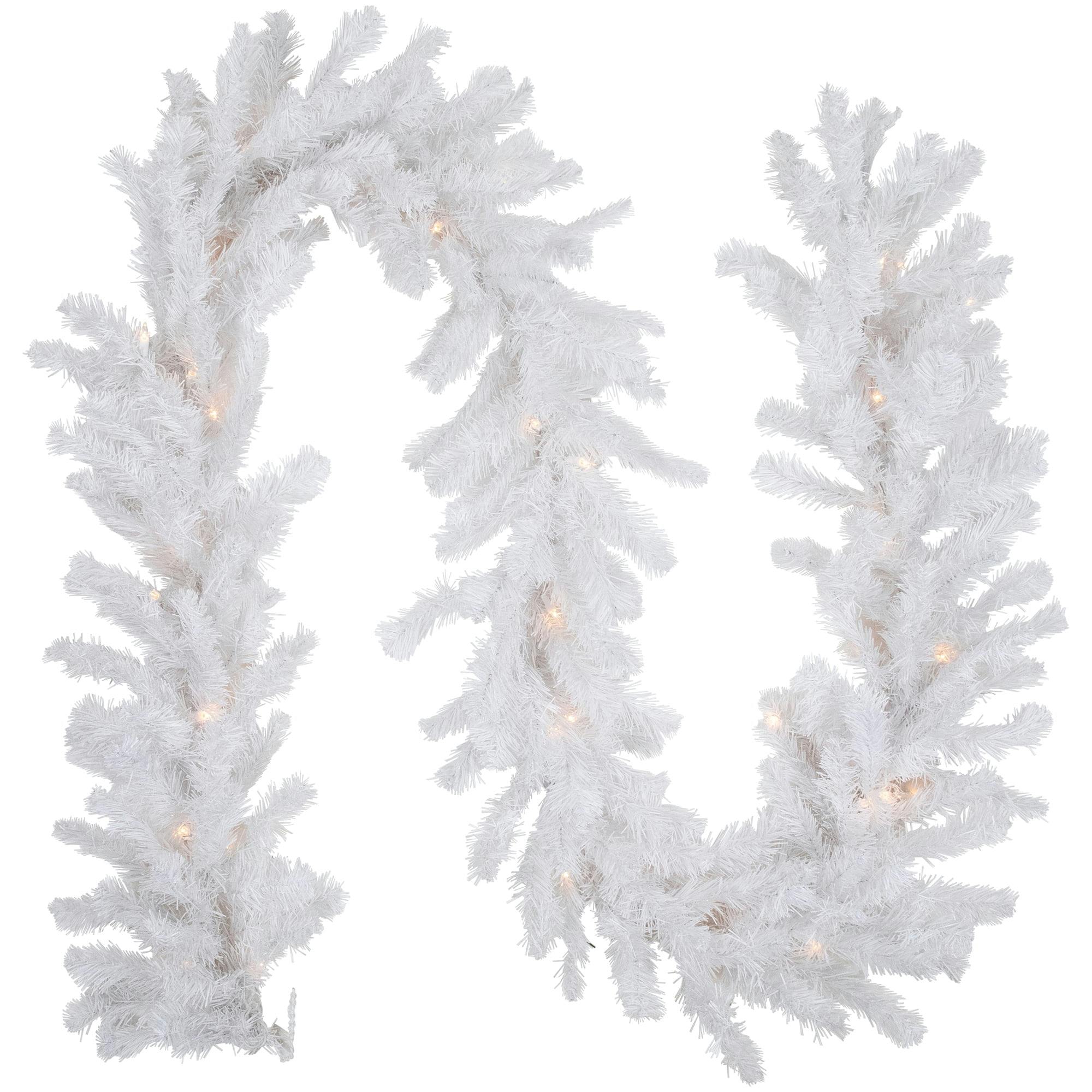 Snowy Pine 9' Pre-Lit Outdoor Garland with Clear Incandescent Lights